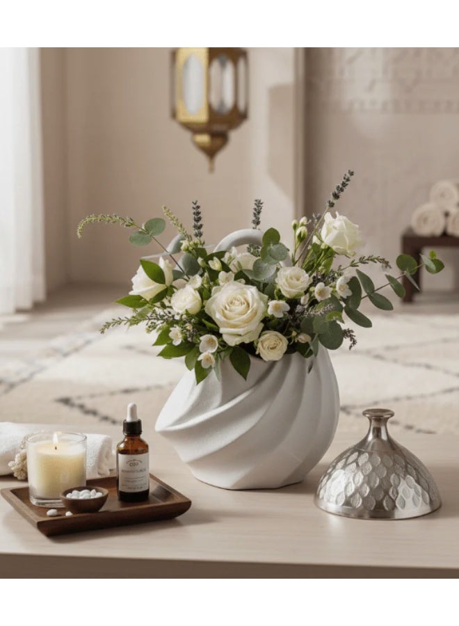 AKDC Handbag-Inspired Ceramic Decorative Vase – Elegant White Fashionable Sculptural Design, 22 × 16 cm - Image 2